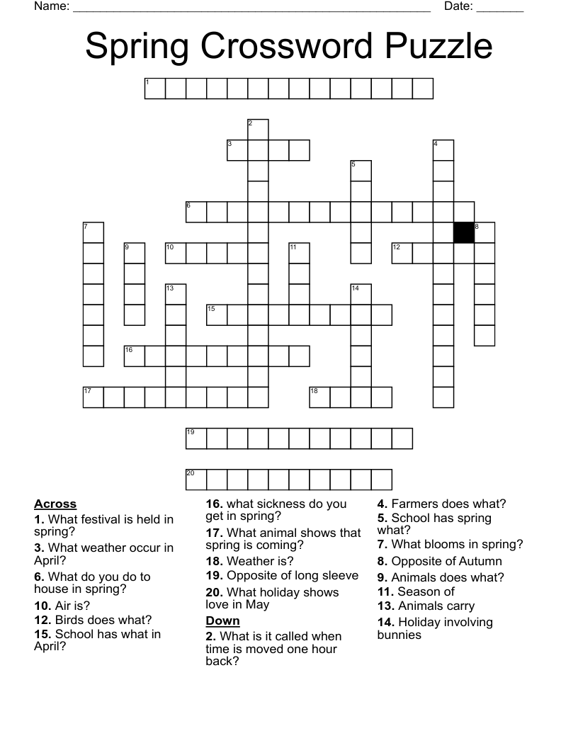 spring crossword puzzle wordmint spring crossword puzzle wordmint