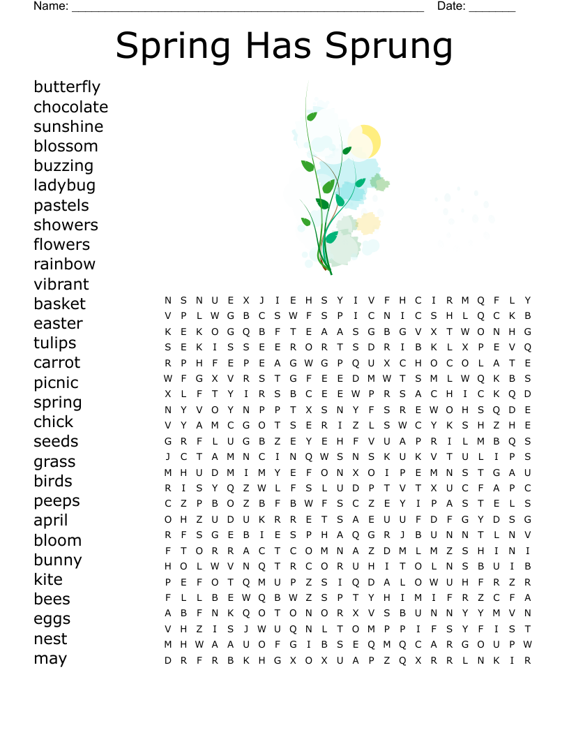 Spring Crossword Puzzle WordMint Spring Crossword Puzzle WordMint
