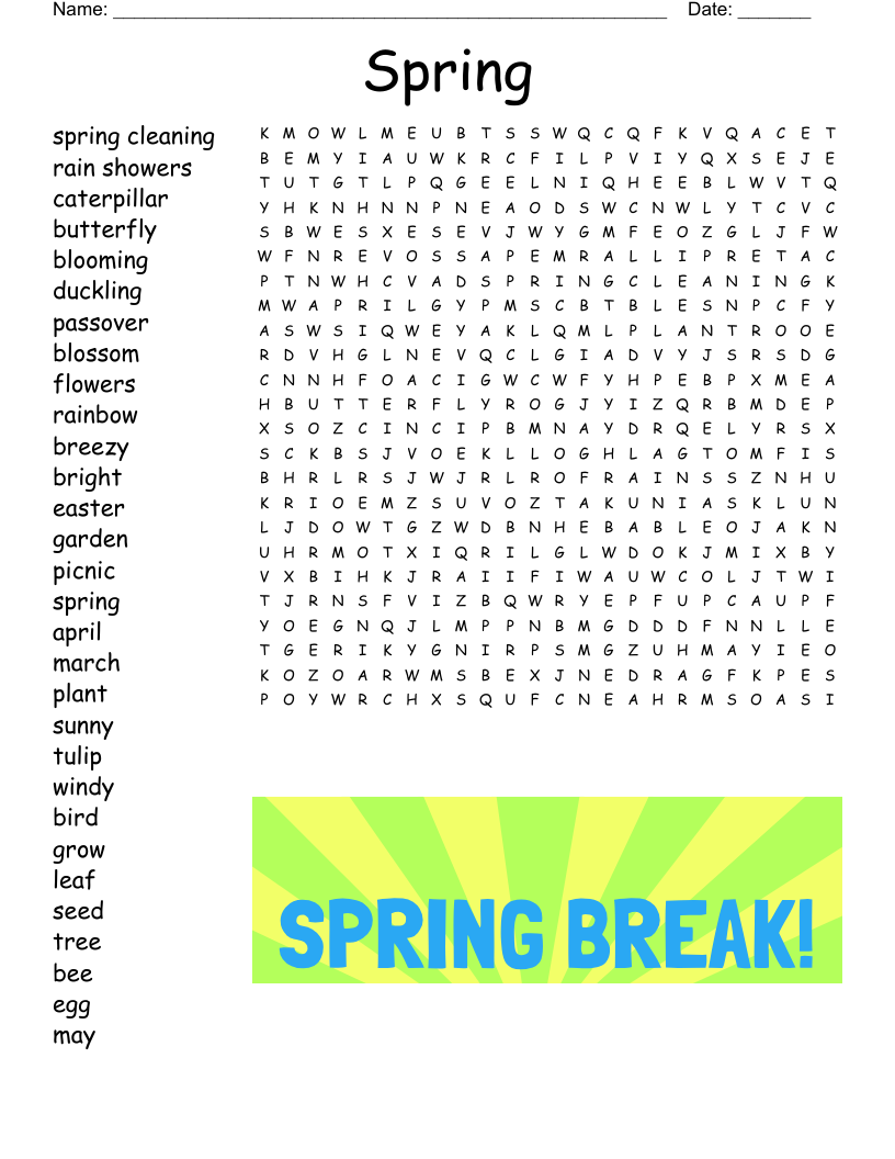 Spring Crossword Puzzle WordMint Spring Crossword Puzzle WordMint