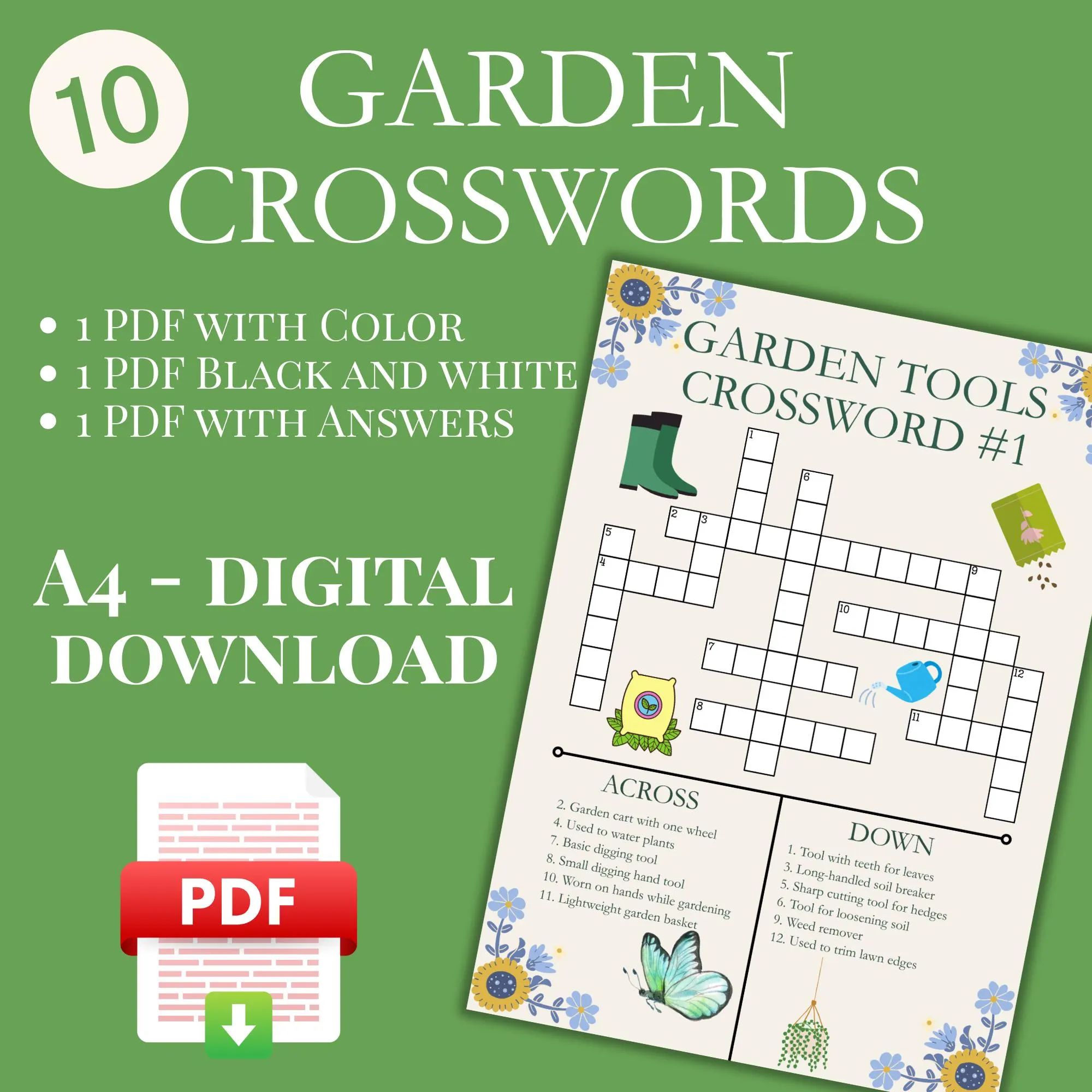 Spring Crossword Puzzles For Adults Etsy Spring Crossword Puzzles For Adults Etsy