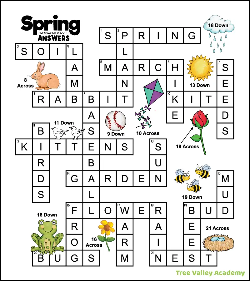 Spring Crossword Puzzles For Kids Tree Valley Academy Spring Crossword Puzzles For Kids Tree Valley Academy