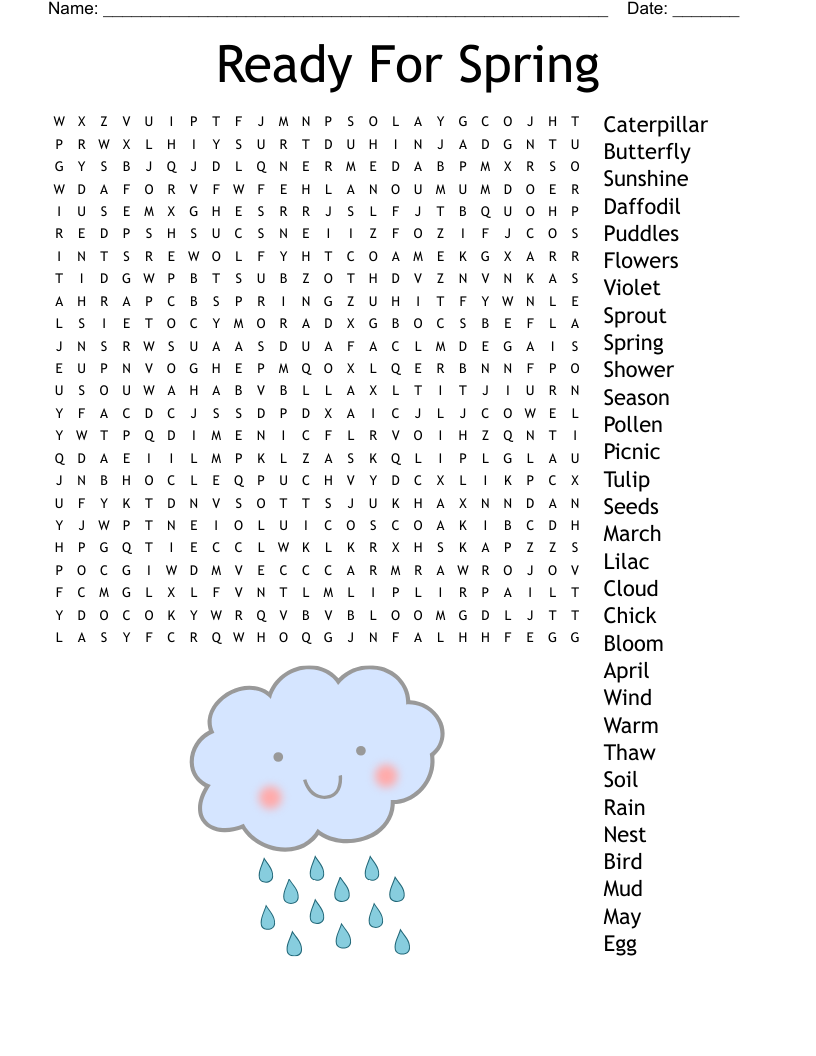Spring Time Crossword Printable Spring Time Crossword Printable