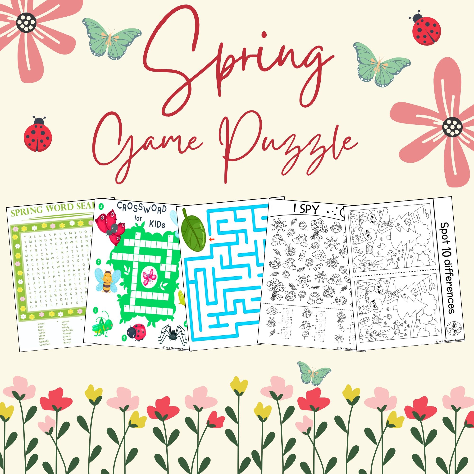 Spring Word Search Crossword Maze I Spy Game Puzzle March Madness Activities Made By Teachers