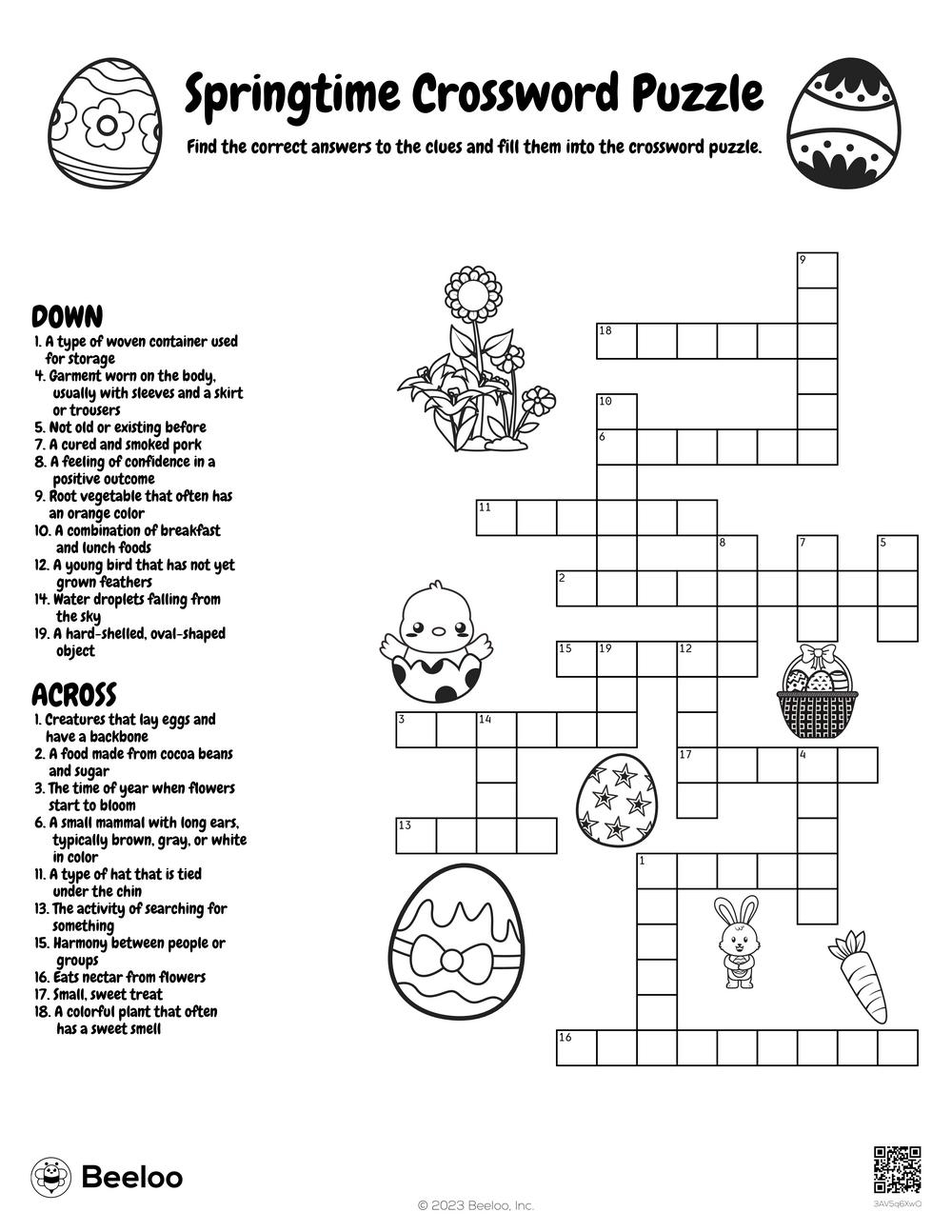 Spring Crossword Printable