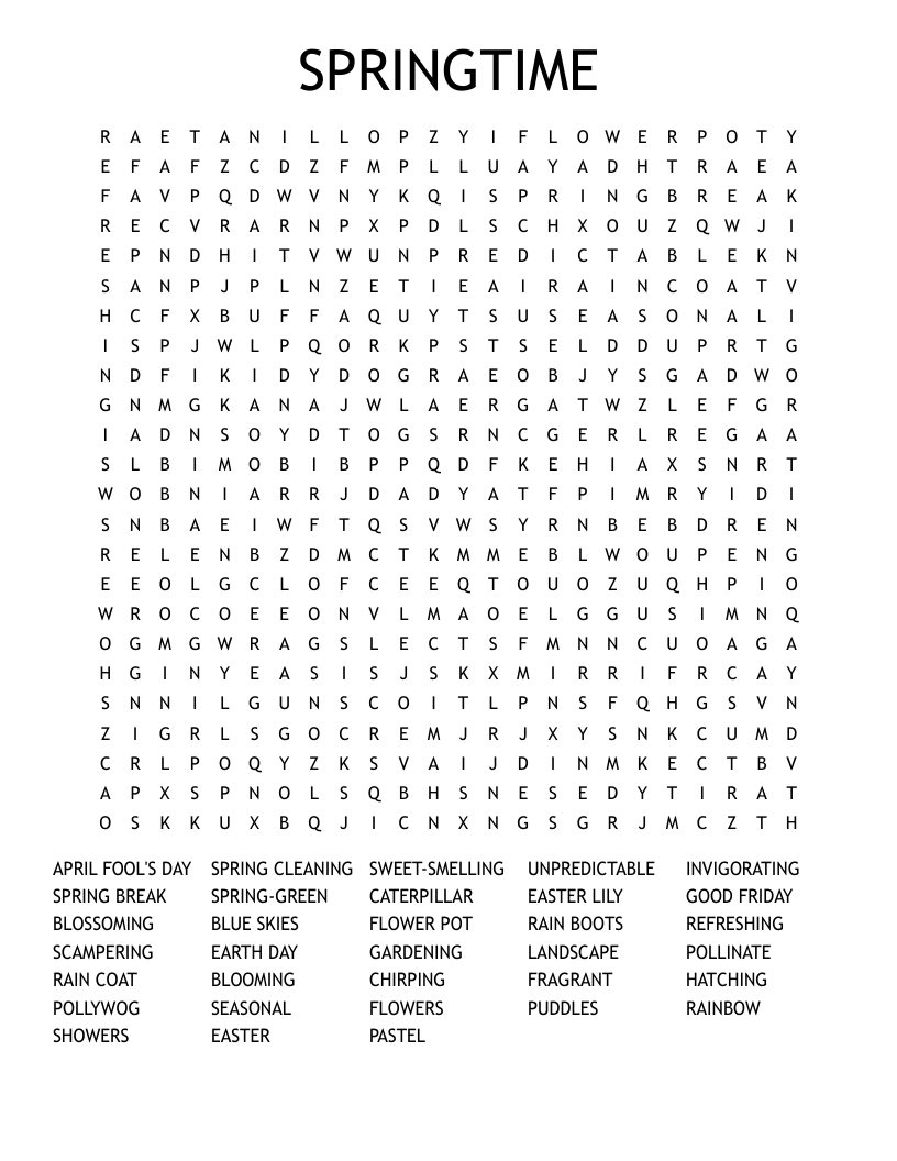 Hard Spring Crossword Puzzles Printable