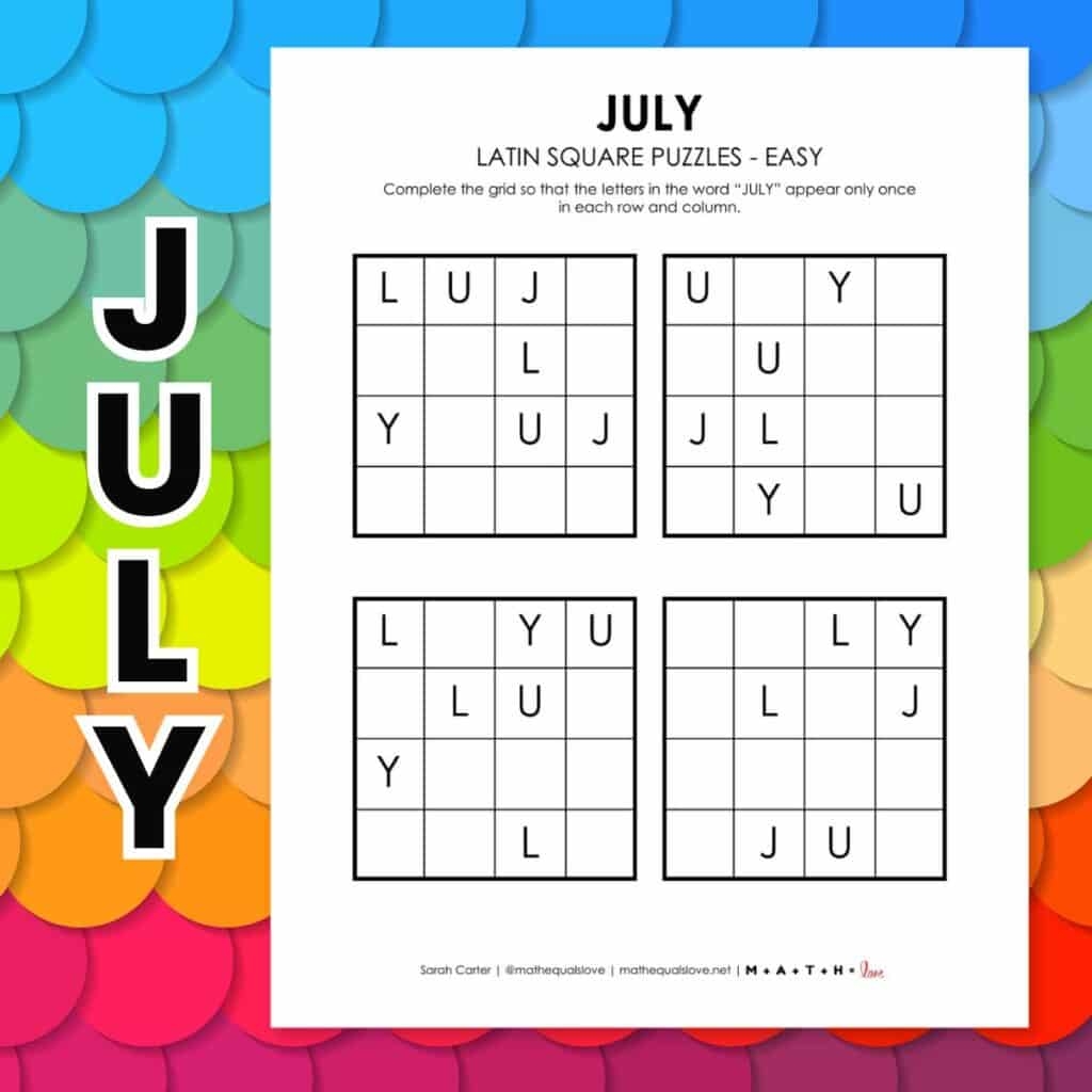 Summer Activities Puzzles Games Math Love