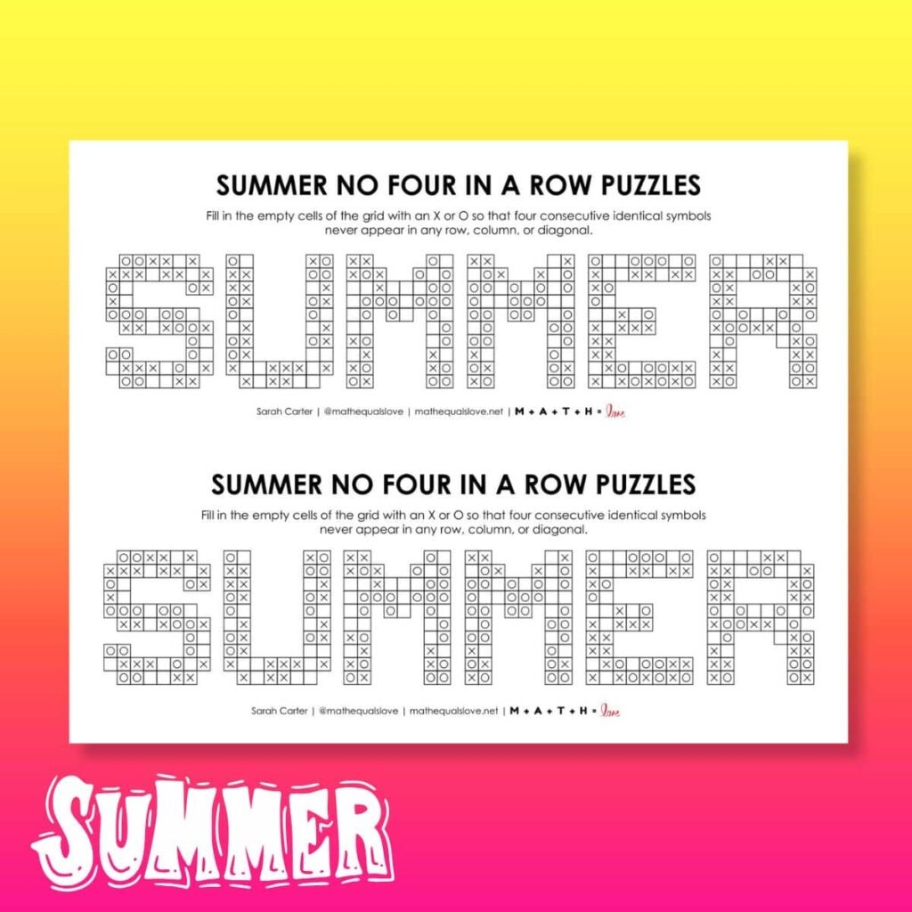 Summer Activities Puzzles Games Math Love