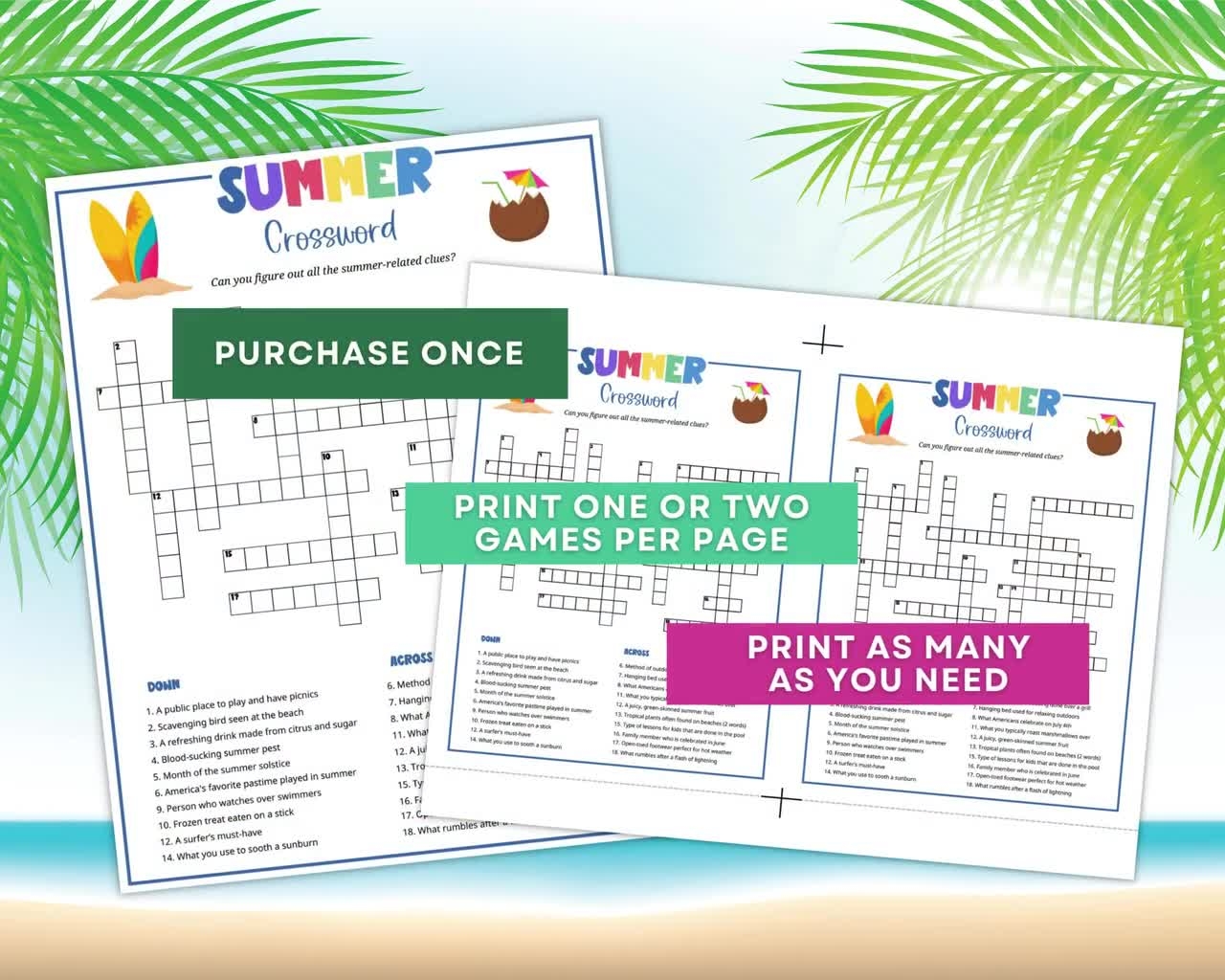 Summer Crossword Puzzle For Kids And Adults Fun Printable Summertime Word Game For Parties Picnics And Family Gatherings Instant Download Etsy Summer Crossword Puzzle For Kids And Adults Fun Printable Summertime Word Game For Parties Picnics And Family Gatherings Instant Download Etsy