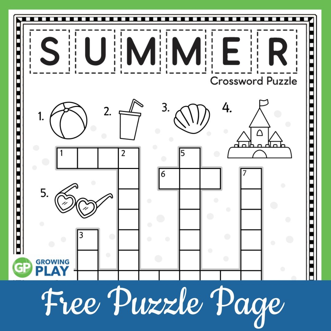 summer crossword puzzle free printable growing play