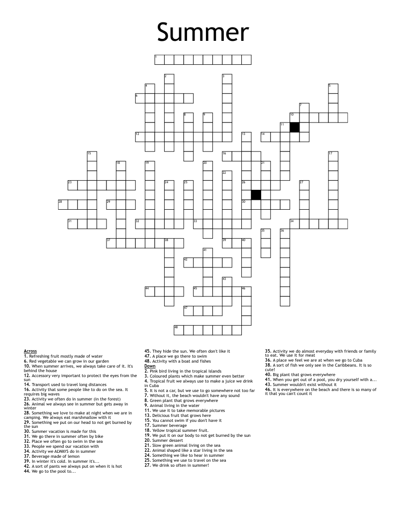 Summer Crossword WordMint