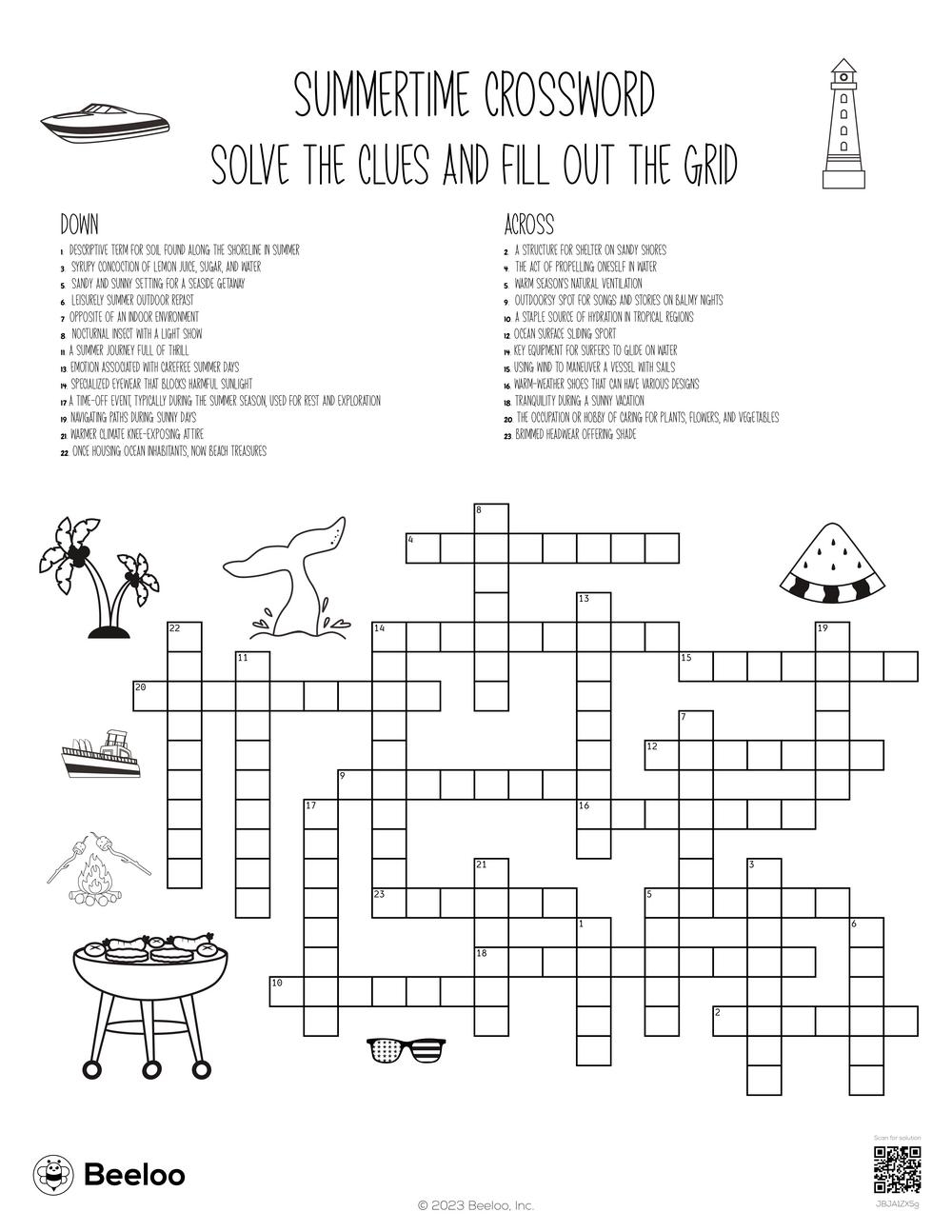 Summer themed Crossword Puzzles Beeloo Printable Crafts And Activities For Kids Summer themed Crossword Puzzles Beeloo Printable Crafts And Activities For Kids