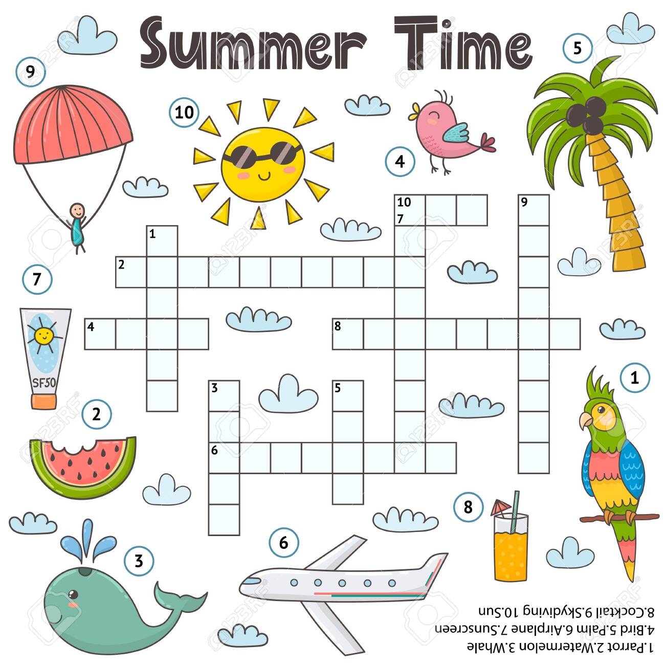 Summer Time Crossword Game For Kids Funny Educational Activity Page Royalty Free SVG Cliparts Vectors And Stock Illustration Image 138341597 Summer Time Crossword Game For Kids Funny Educational Activity Page Royalty Free SVG Cliparts Vectors And Stock Illustration Image 138341597