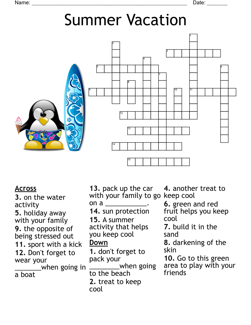 Summer Crossword Puzzle Free Printable Answer Summer Crossword Puzzle Free Printable Answer