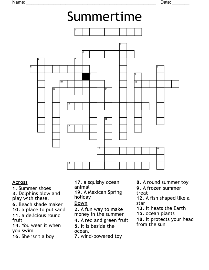 Summertime Crossword WordMint Summertime Crossword WordMint