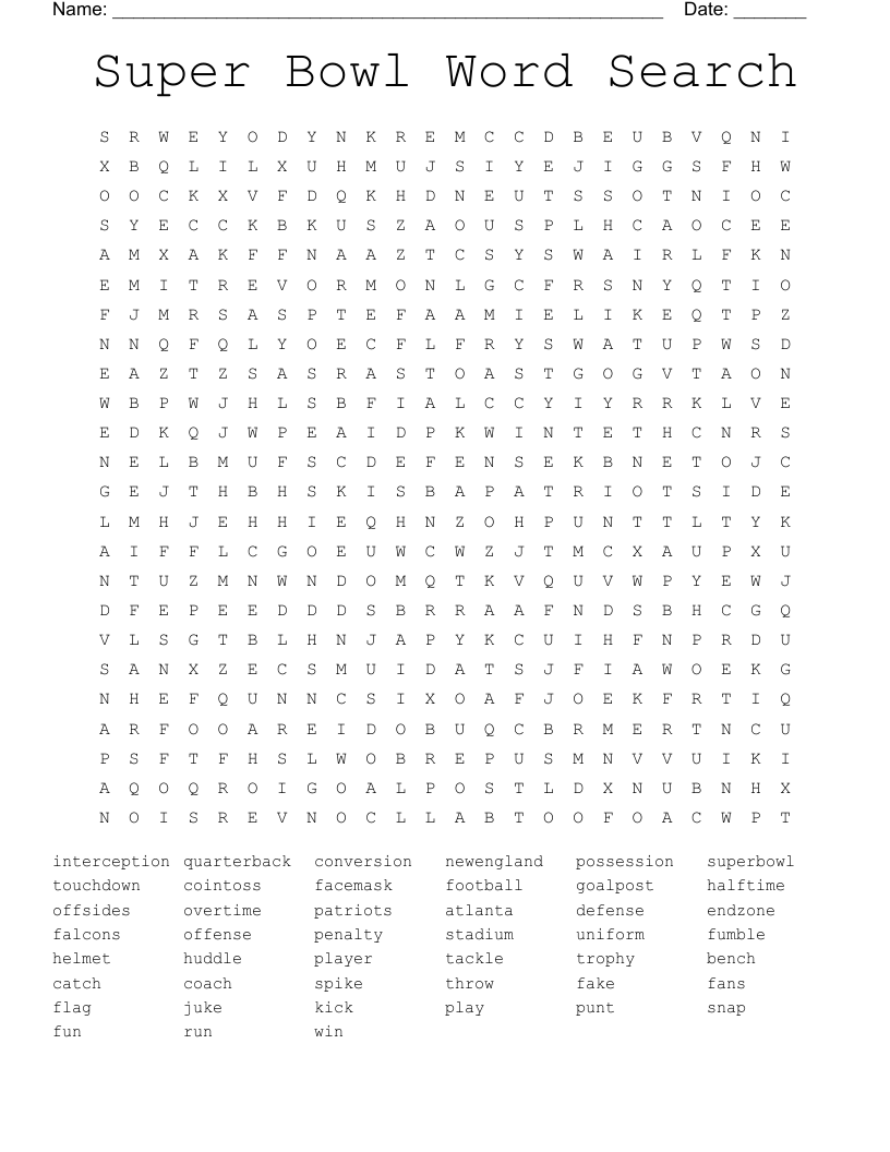Super Bowl Crossword Puzzle Printable Super Bowl Crossword Puzzle Printable