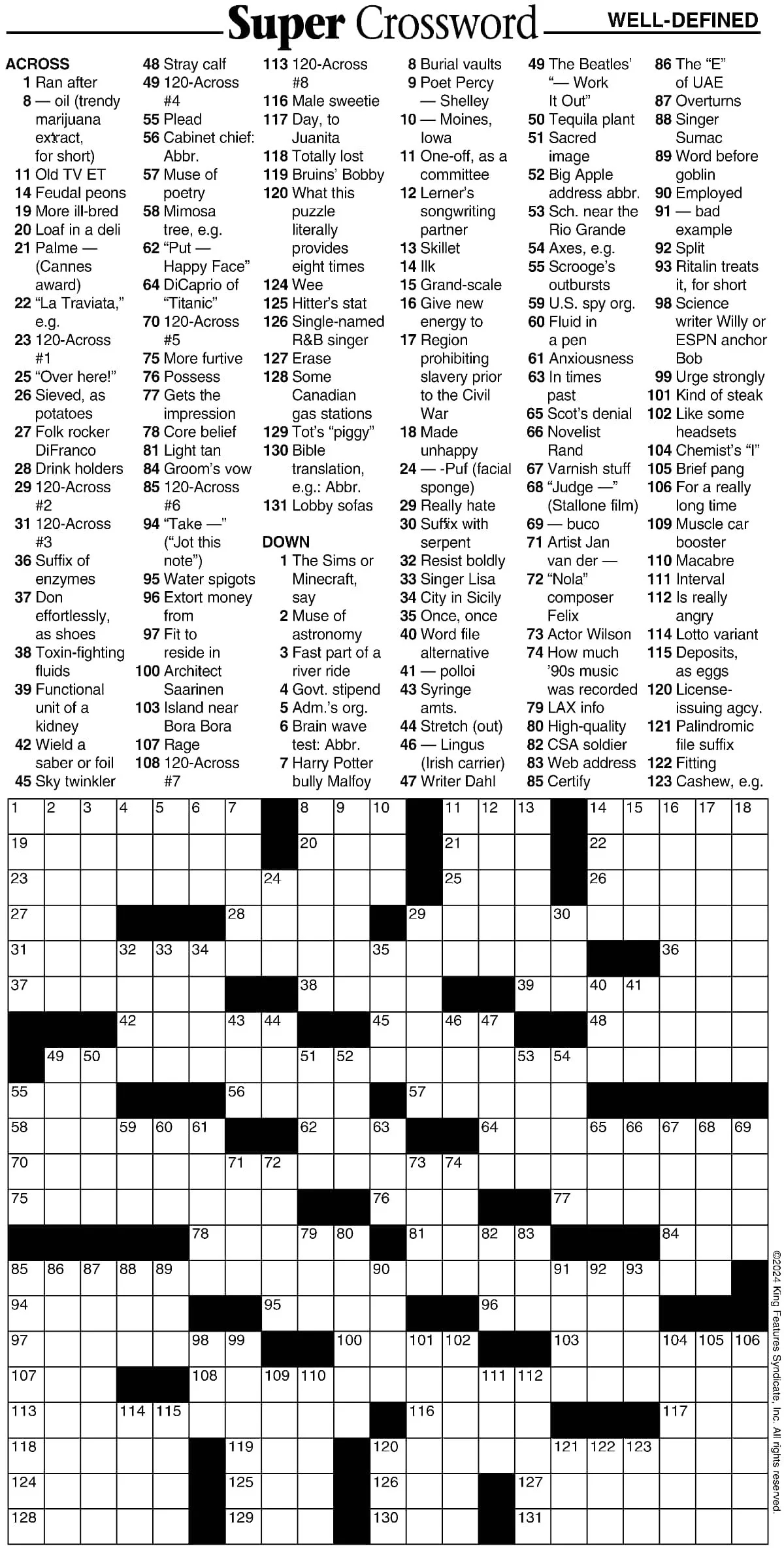Super Crossword Well Defined Your West Central Voice
