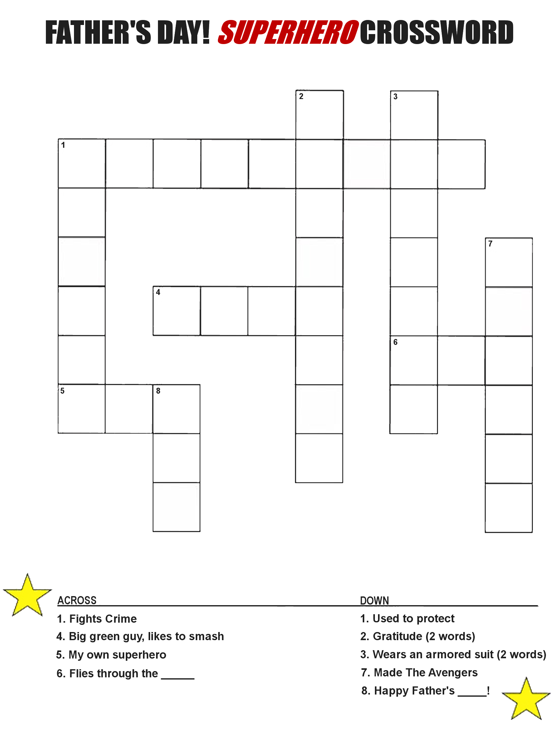 Superhero Father s Day Crossword Printable Our Kid Things Superhero Father s Day Crossword Printable Our Kid Things
