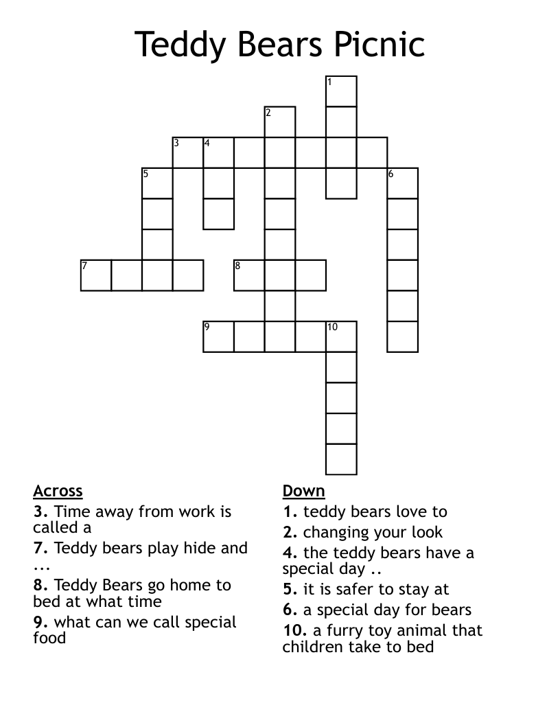 Teddy Bears Picnic Crossword WordMint Teddy Bears Picnic Crossword WordMint