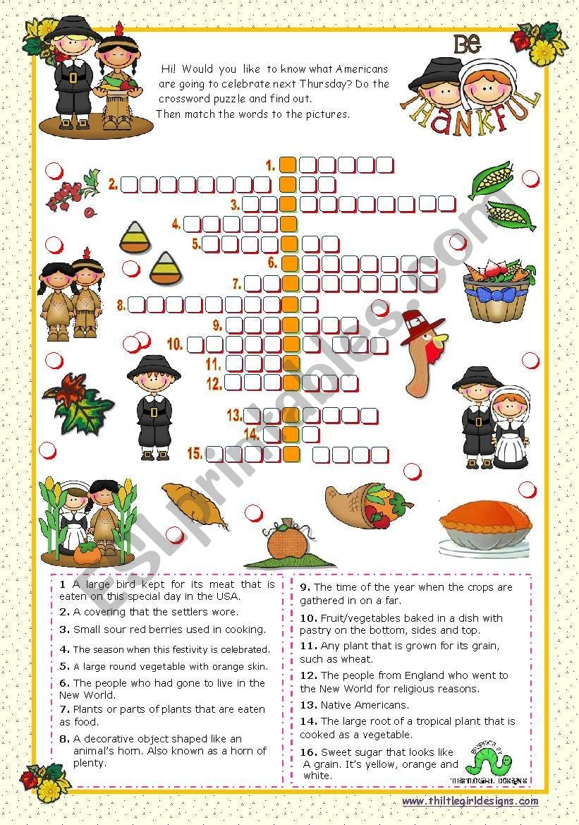 Thanksgiving Crossword Puzzle ESL Worksheet By Mena22 Thanksgiving Crossword Puzzle ESL Worksheet By Mena22