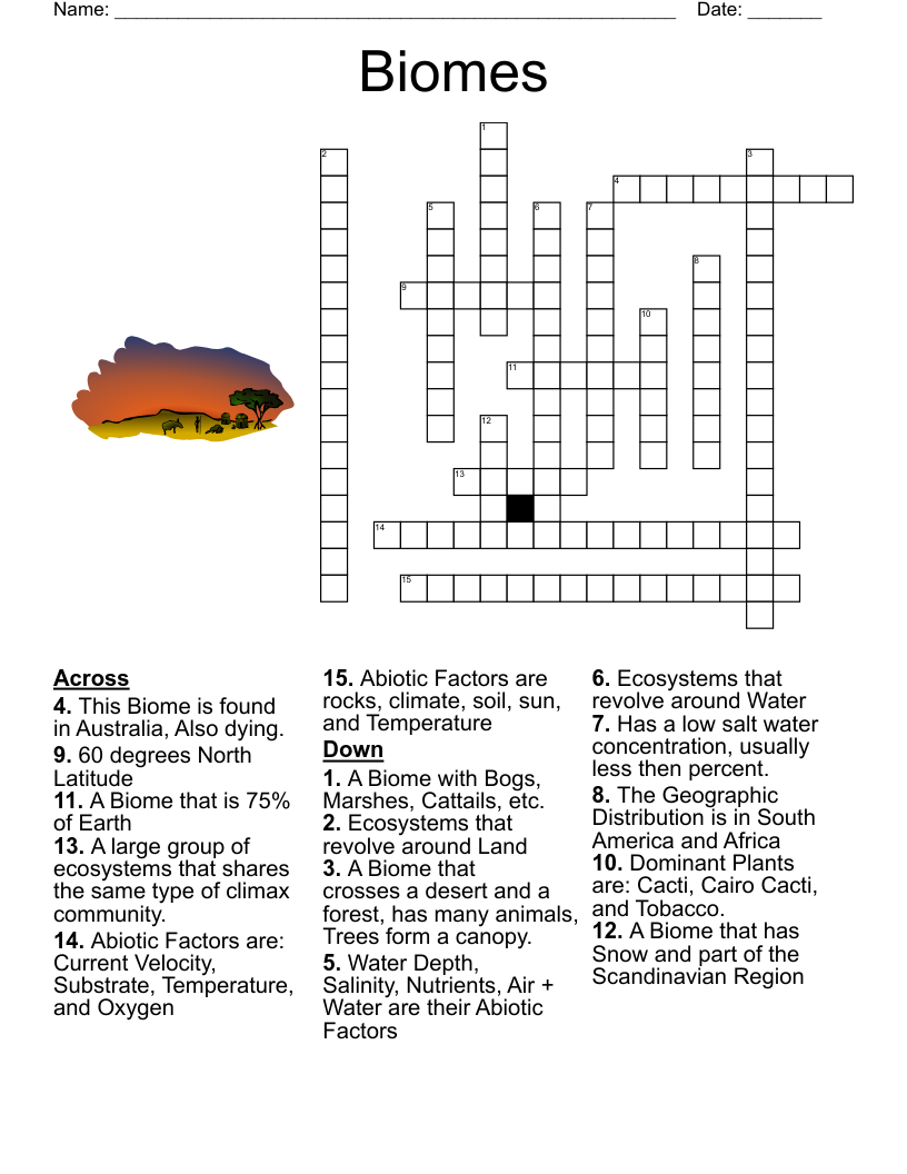 Forest Crossword Puzzles with Keys Printable