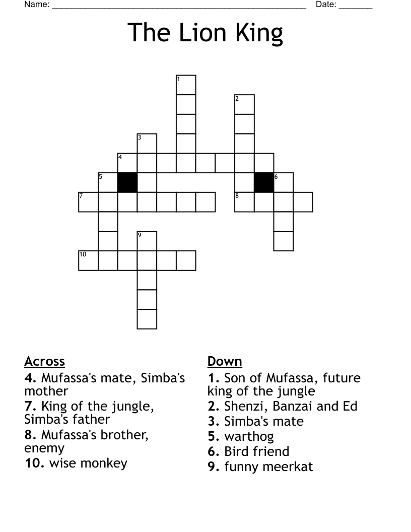 King Crossword Puzzles Printable King Crossword Puzzles Printable