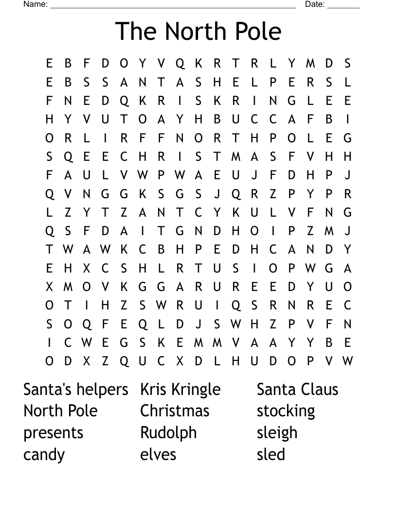 The North Pole Word Search WordMint The North Pole Word Search WordMint