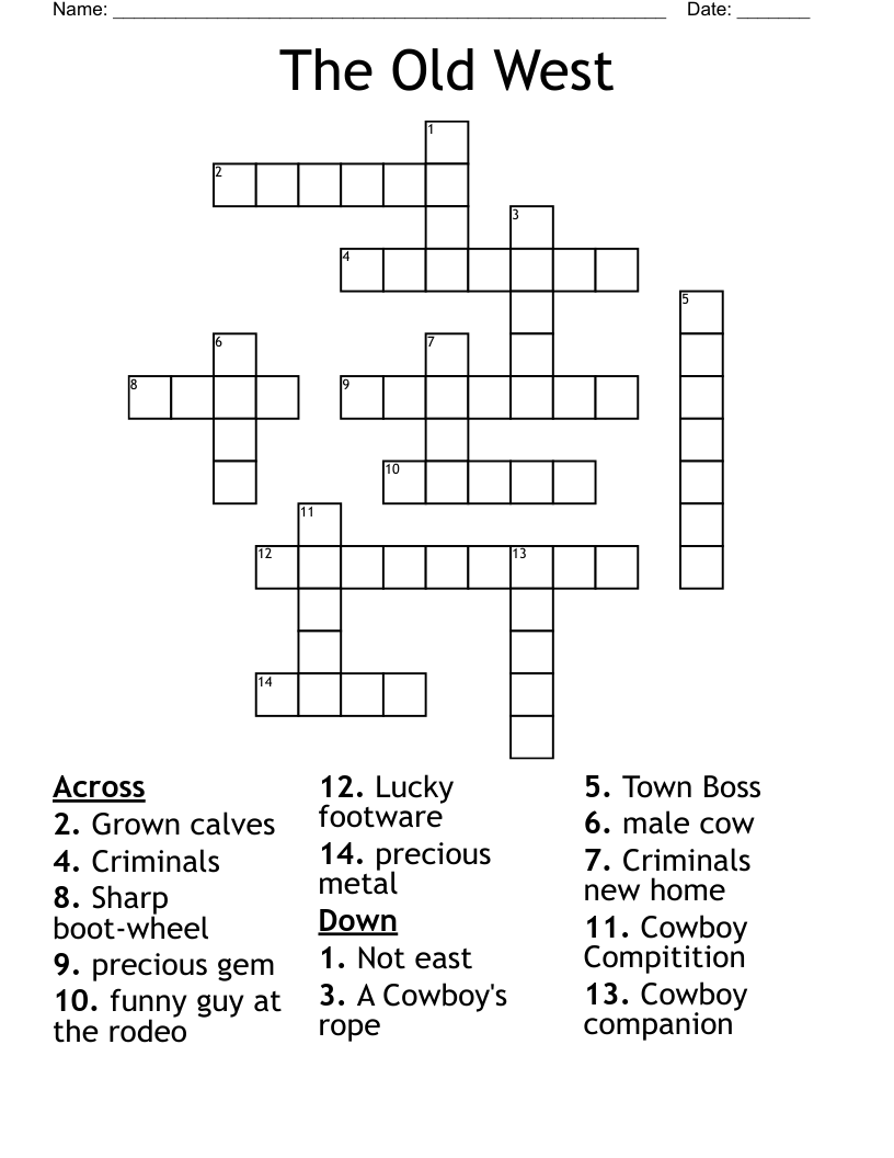 The Old West Crossword WordMint