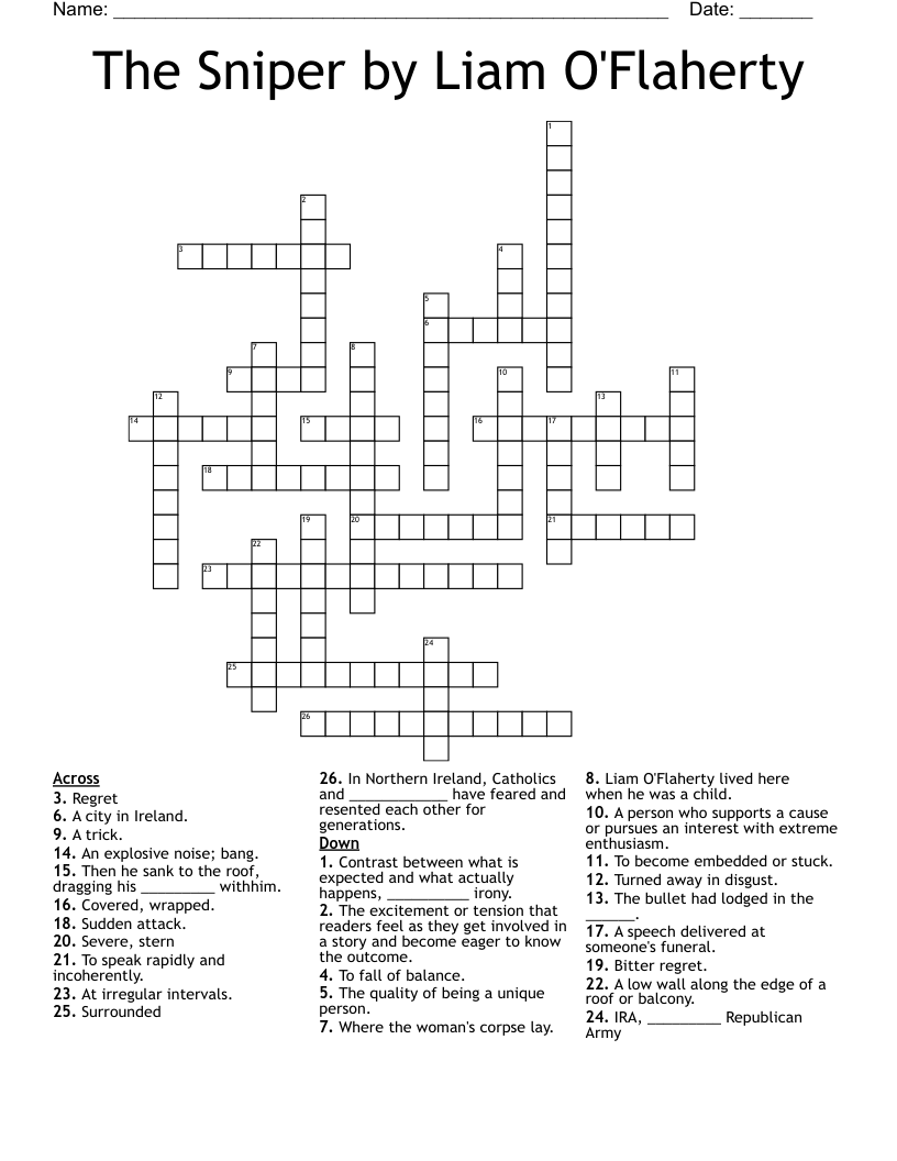 The Sniper By Liam O Flaherty Crossword WordMint The Sniper By Liam O Flaherty Crossword WordMint
