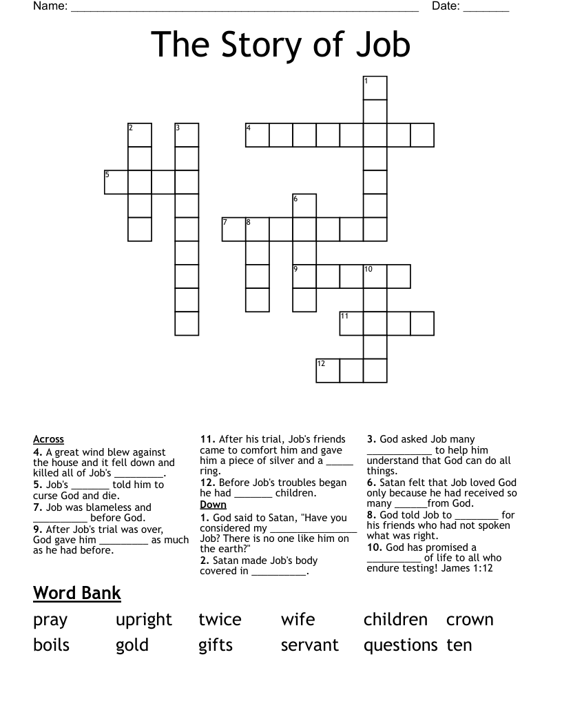 Free Printable KJV Bible Crossword