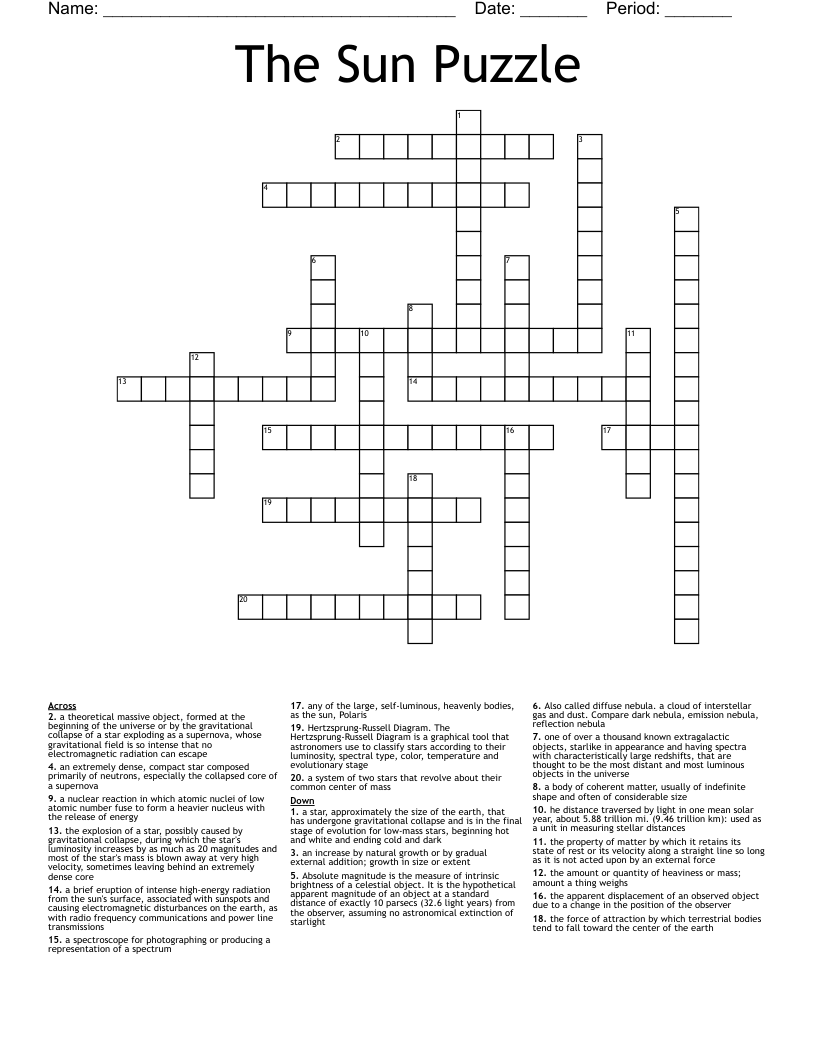 The Sun Puzzle Crossword WordMint The Sun Puzzle Crossword WordMint