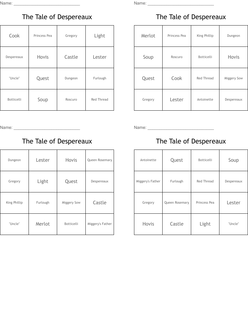 The Tale Of Despereaux Crossword WordMint The Tale Of Despereaux Crossword WordMint