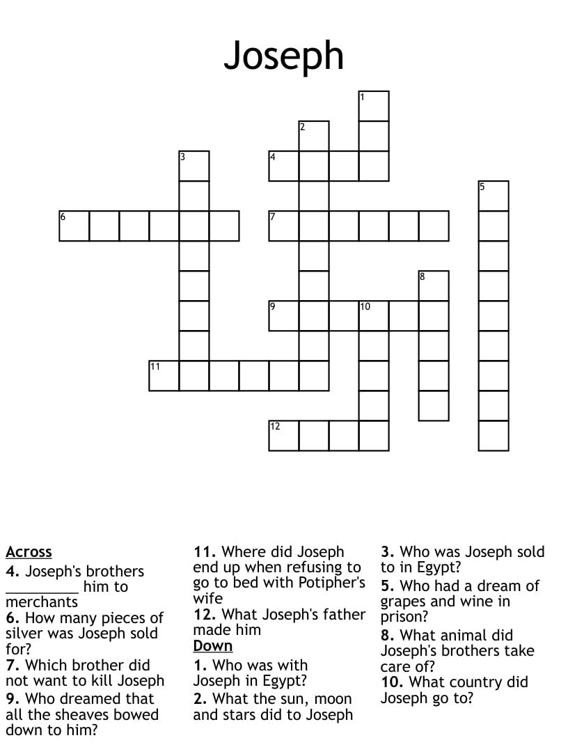 Thomas Joseph Crossword Printable Visuals By Jace Thomas Joseph Crossword Printable Visuals By Jace