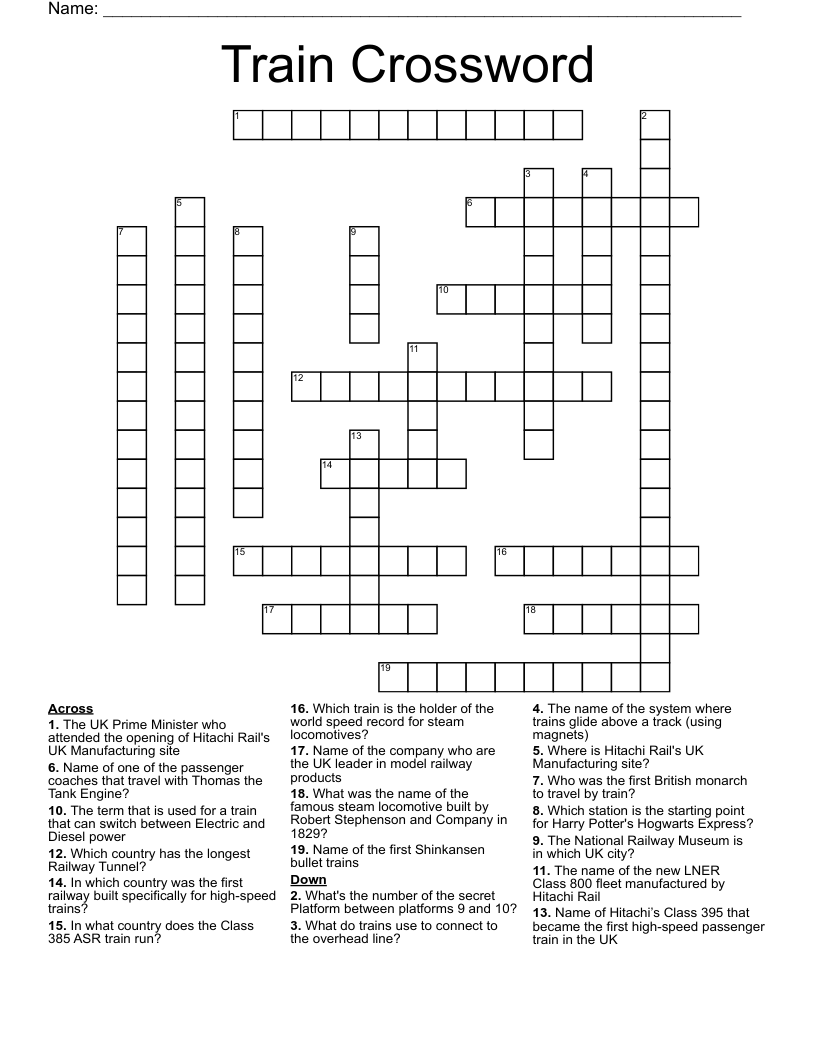Free Printable Thomas Joseph Crossword Puzzle