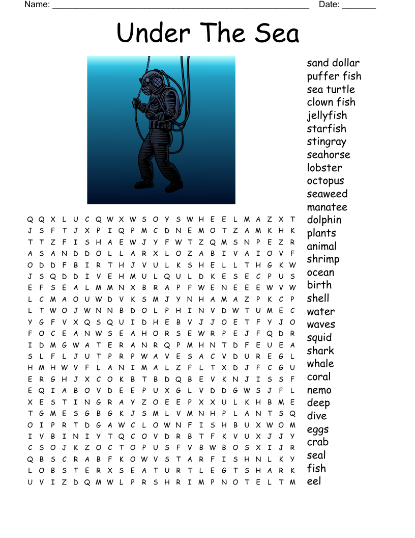 Under The Sea Crossword WordMint