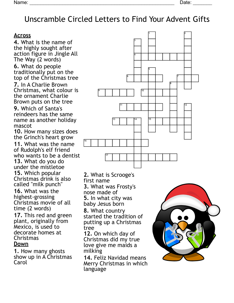Unscramble Circled Letters To Find Your Advent Gifts Crossword WordMint Unscramble Circled Letters To Find Your Advent Gifts Crossword WordMint