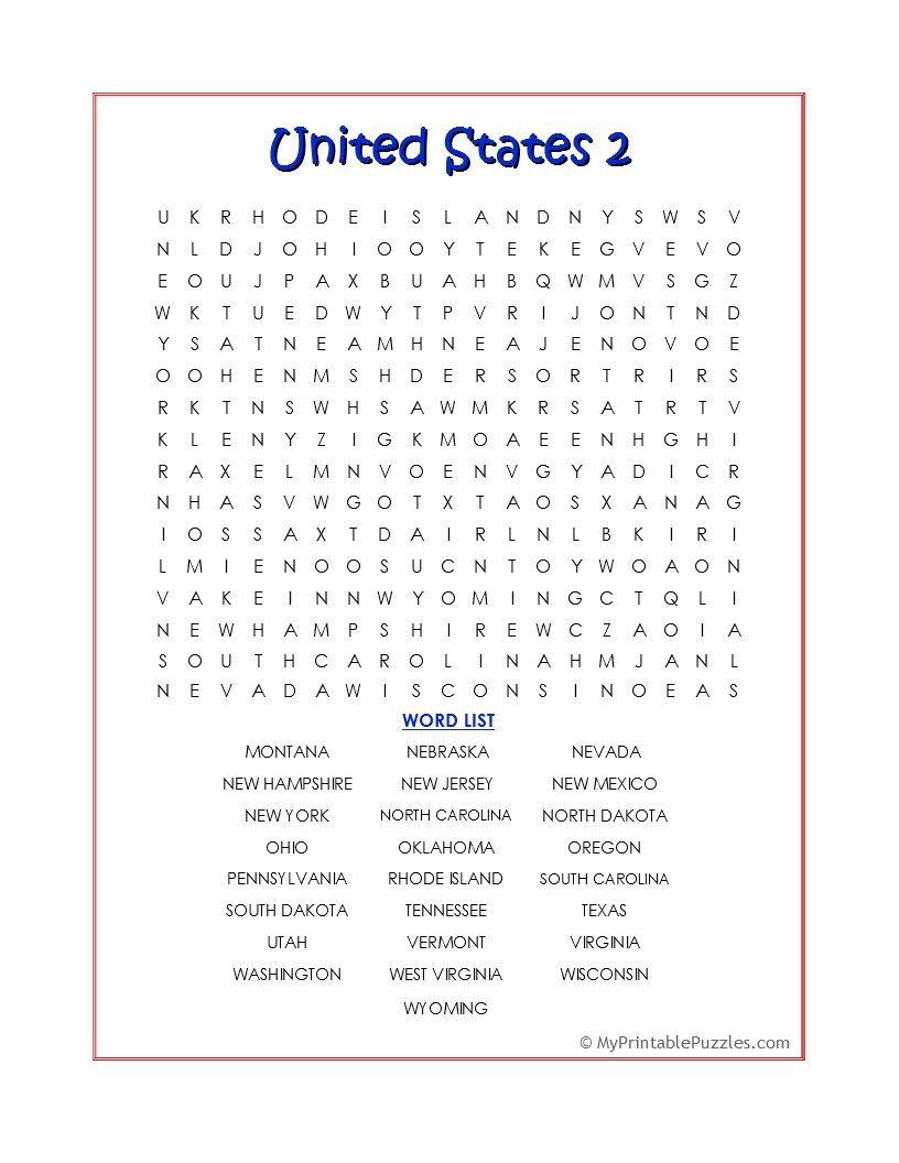 USA My Printable Puzzles USA My Printable Puzzles