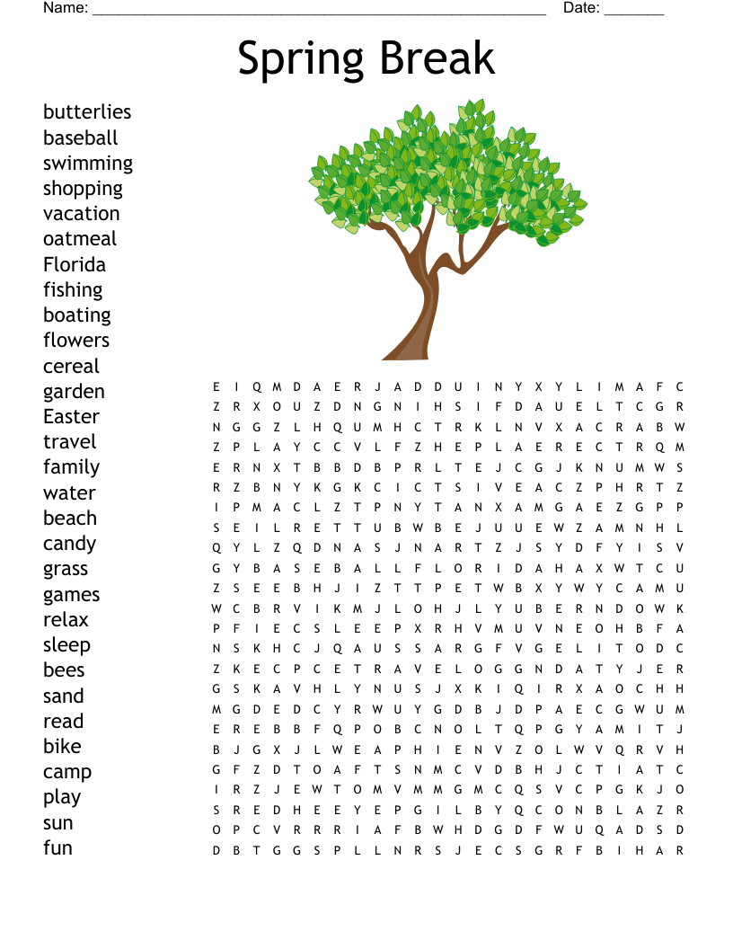 Free Printable Spring Vacation Crosswords Free Printable Spring Vacation Crosswords