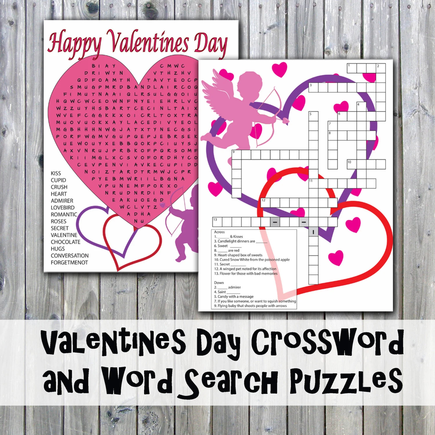 Valentine Crossword Etsy Valentine Crossword Etsy