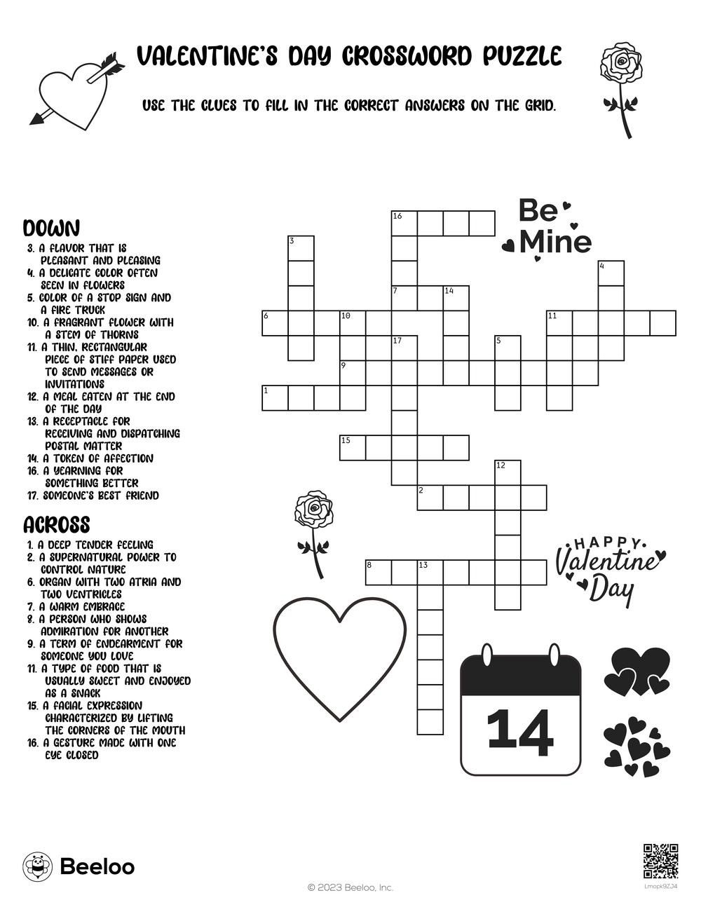 Valentine s Day Crossword Puzzle Beeloo Printable Crafts And Activities For Kids Valentine s Day Crossword Puzzle Beeloo Printable Crafts And Activities For Kids