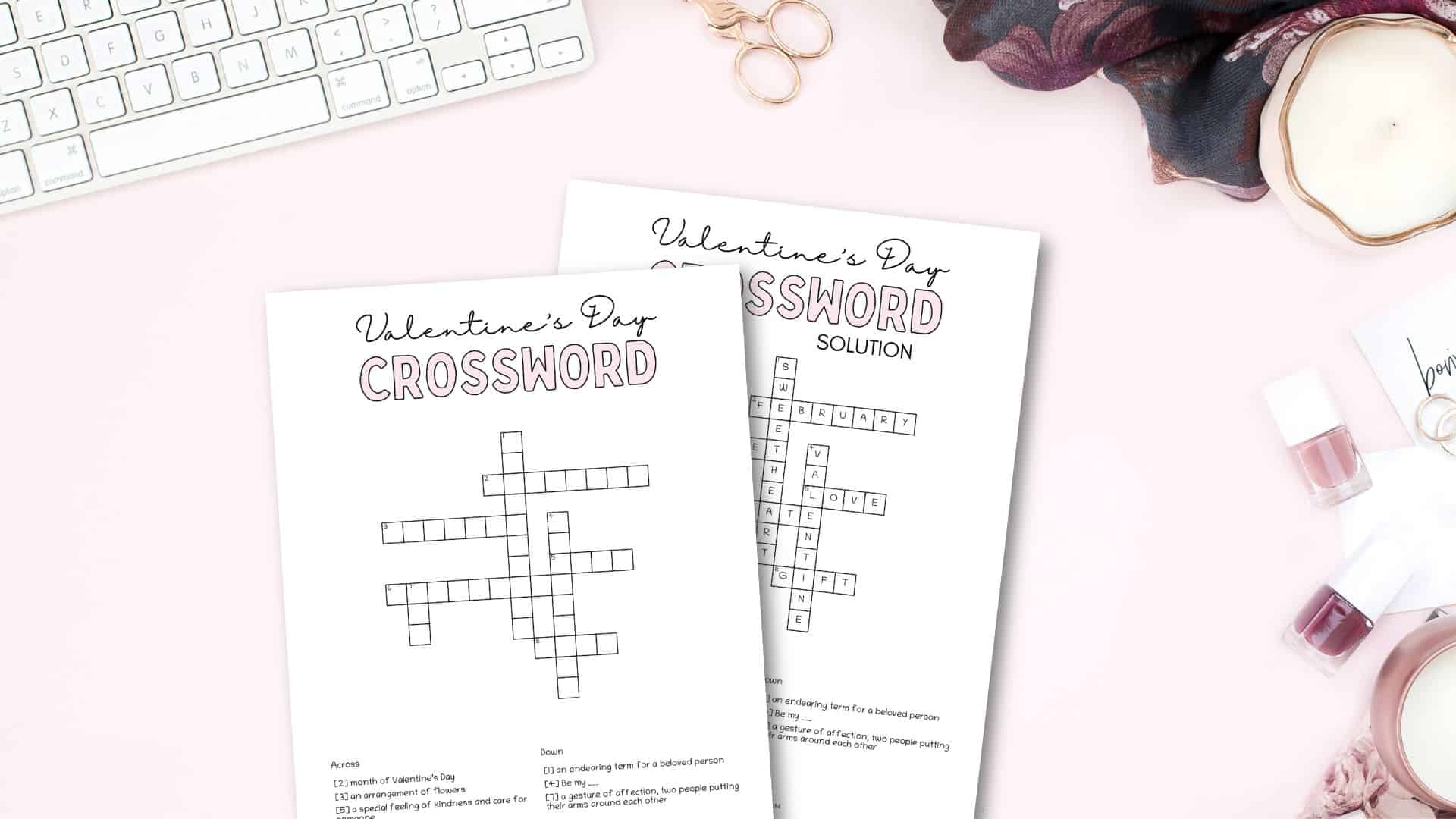 Valentine s Day Crossword Puzzle Cute Free Printable SaturdayGift Valentine s Day Crossword Puzzle Cute Free Printable SaturdayGift