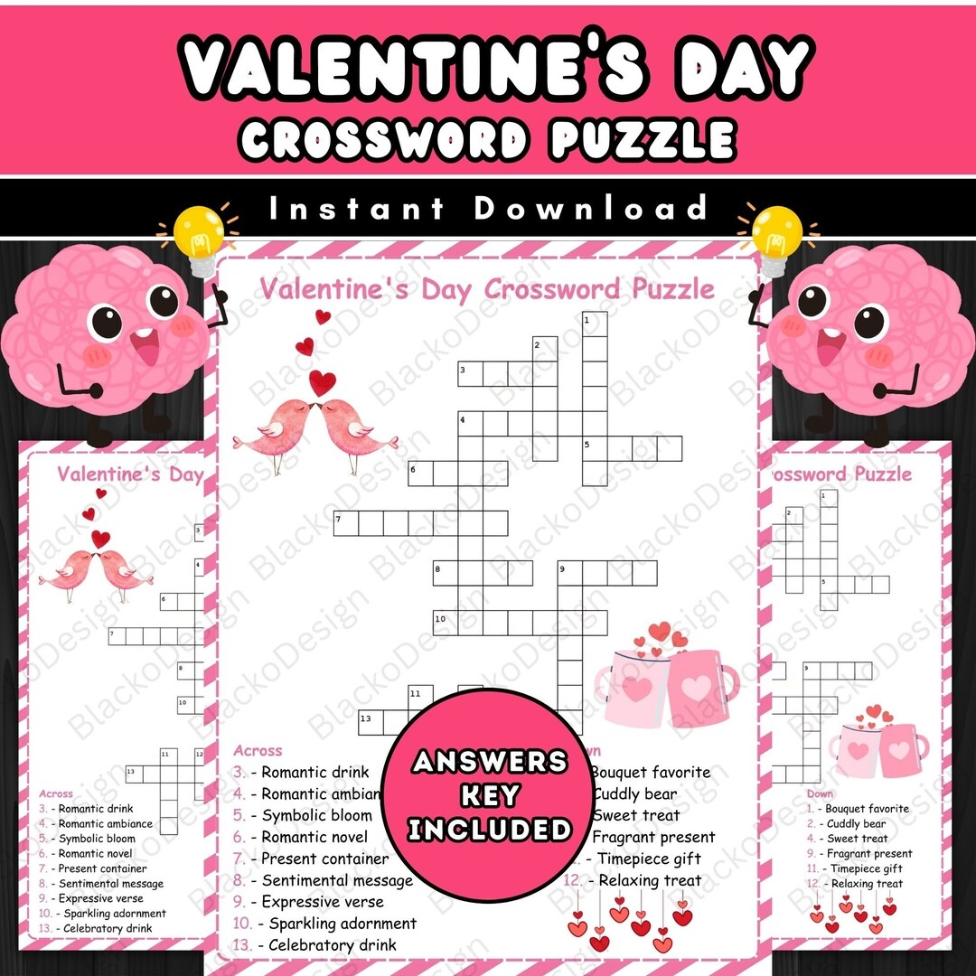 Valentine's Crossword Puzzle Adults Printables Valentine's Crossword Puzzle Adults Printables