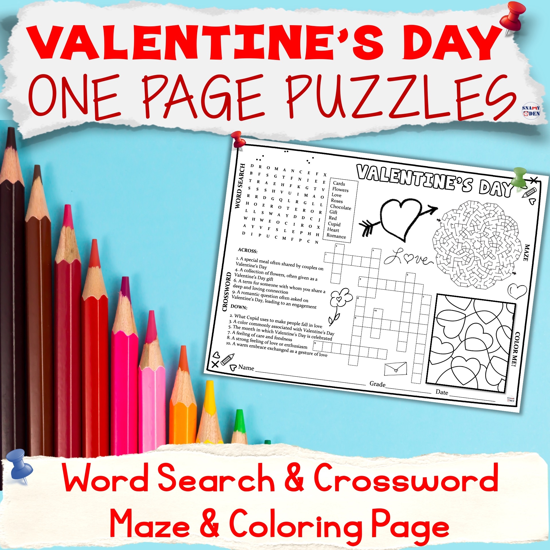 Valentine s Day Placemat Word Search Crossword Maze Coloring Page V Day Activity Made By Teachers Valentine s Day Placemat Word Search Crossword Maze Coloring Page V Day Activity Made By Teachers