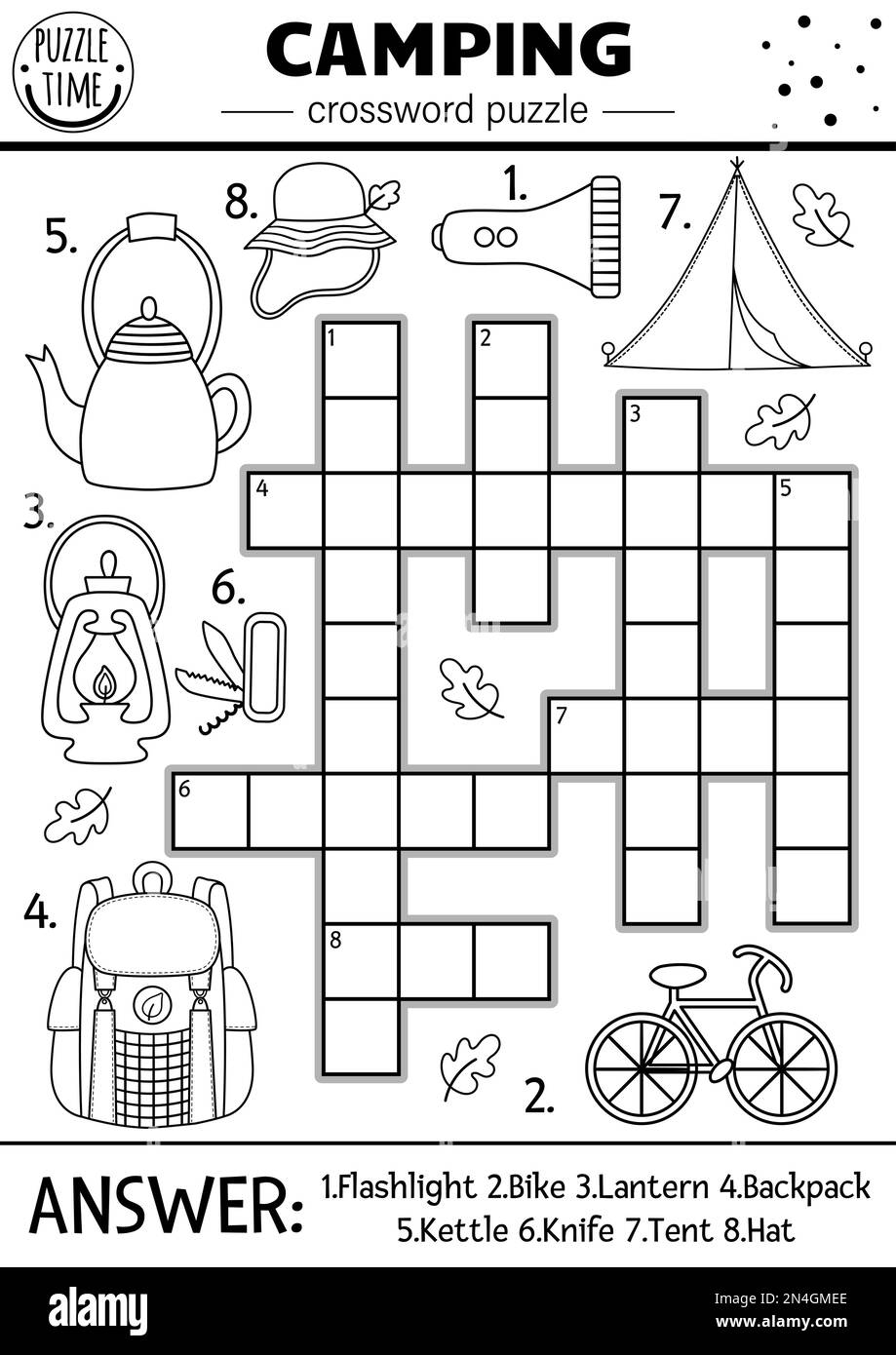 Vector Black And White Camping Crossword Puzzle For Kids Simple Summer Camp Outline Quiz With Forest Equipment Activity With Lantern Tent Backpack Stock Vector Image Art Alamy Vector Black And White Camping Crossword Puzzle For Kids Simple Summer Camp Outline Quiz With Forest Equipment Activity With Lantern Tent Backpack Stock Vector Image Art Alamy
