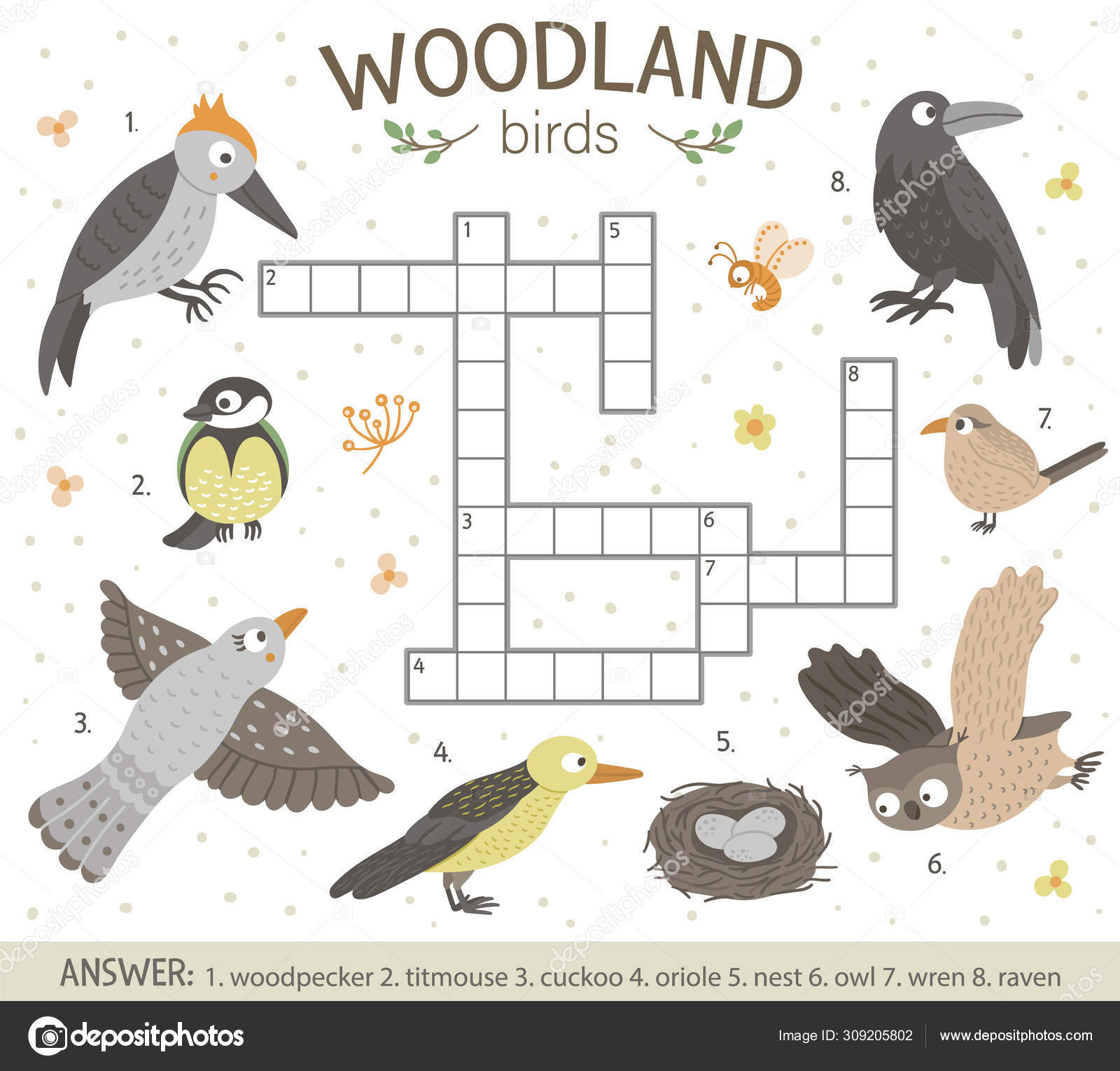 Vector Crossword Puzzle With Forest Birds Bright And Colorful Q Stock Vector By LexiClaus 309205802 Vector Crossword Puzzle With Forest Birds Bright And Colorful Q Stock Vector By LexiClaus 309205802
