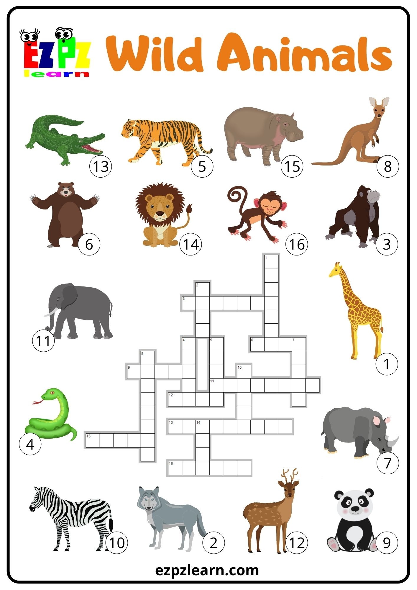 Animal Crossword Puzzle Printable