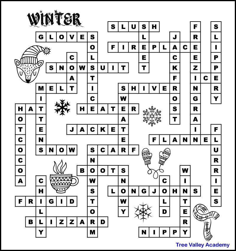 Winter Fill In Word Puzzles For Kids Tree Valley Academy Winter Fill In Word Puzzles For Kids Tree Valley Academy
