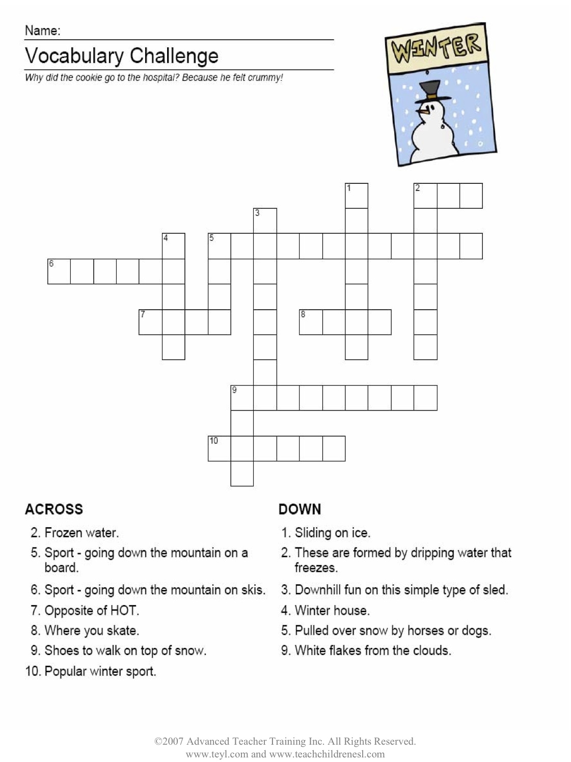 Winter Is Coming A Challenging Crossword English Can Be Funny 