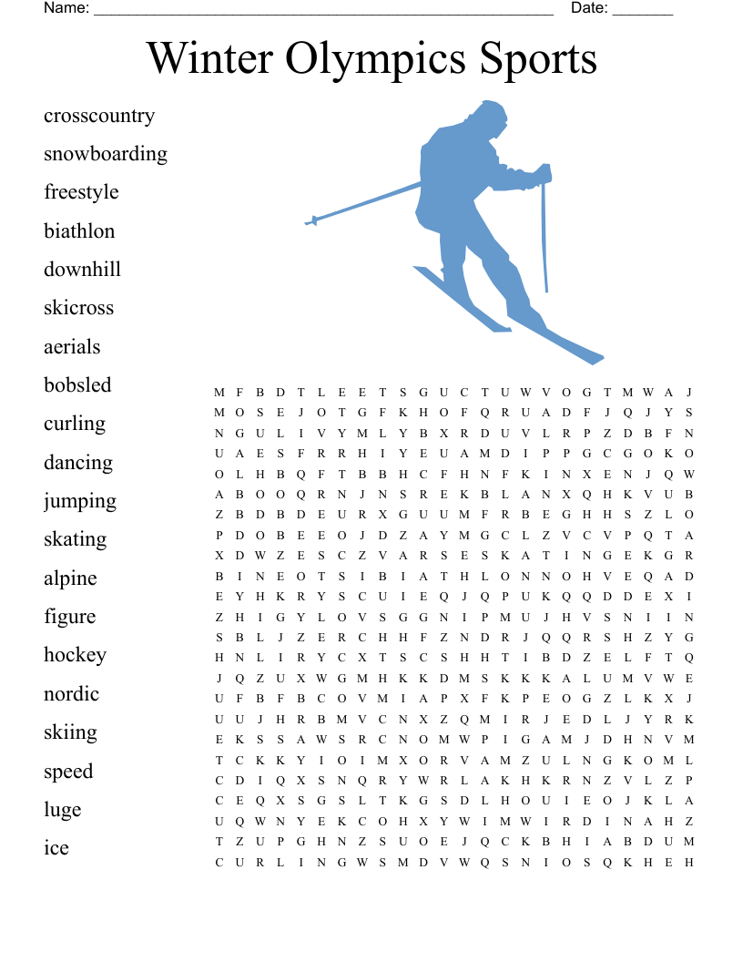 Winter Olympics Sports Crossword WordMint