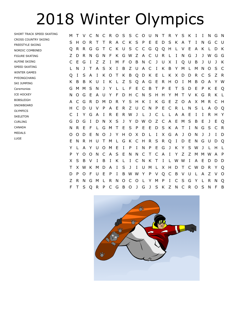 Winter Sports Crossword Puzzle Printable
