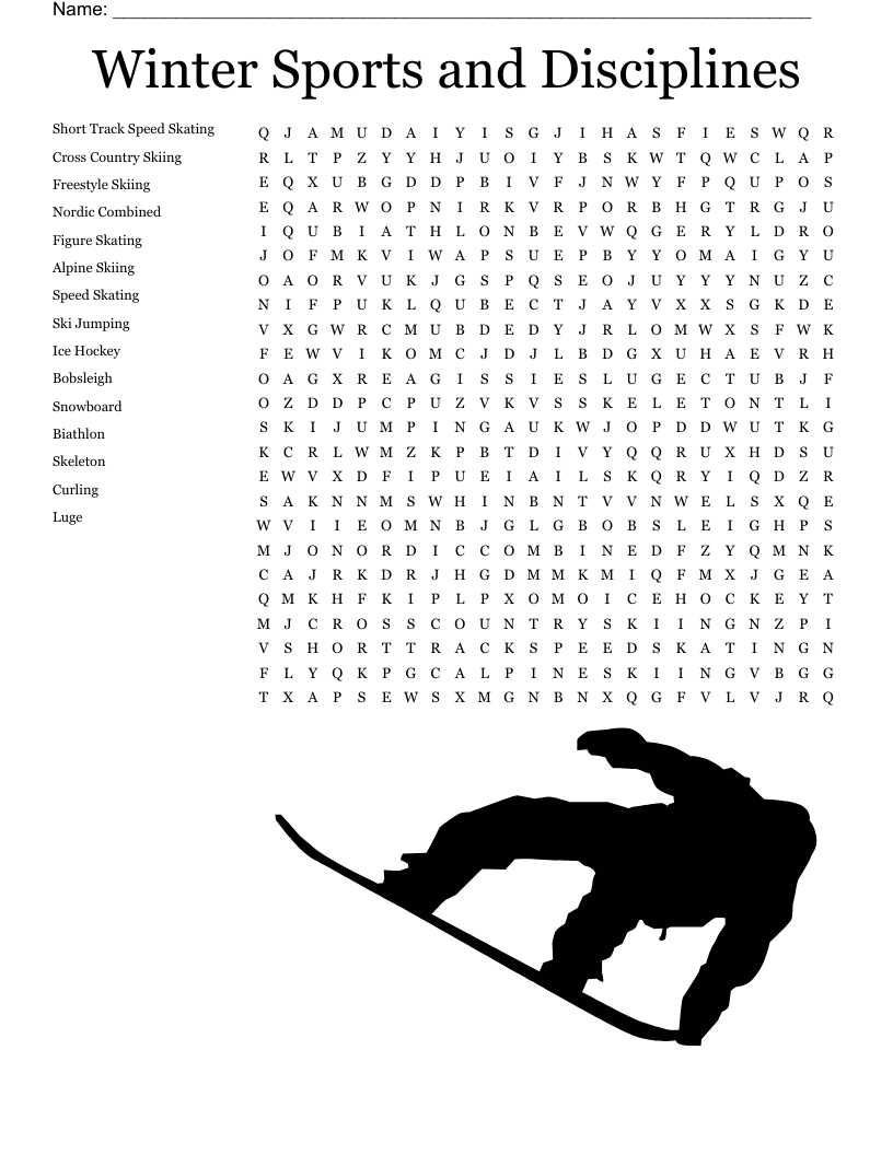 Winter Olympics Sports Crossword WordMint